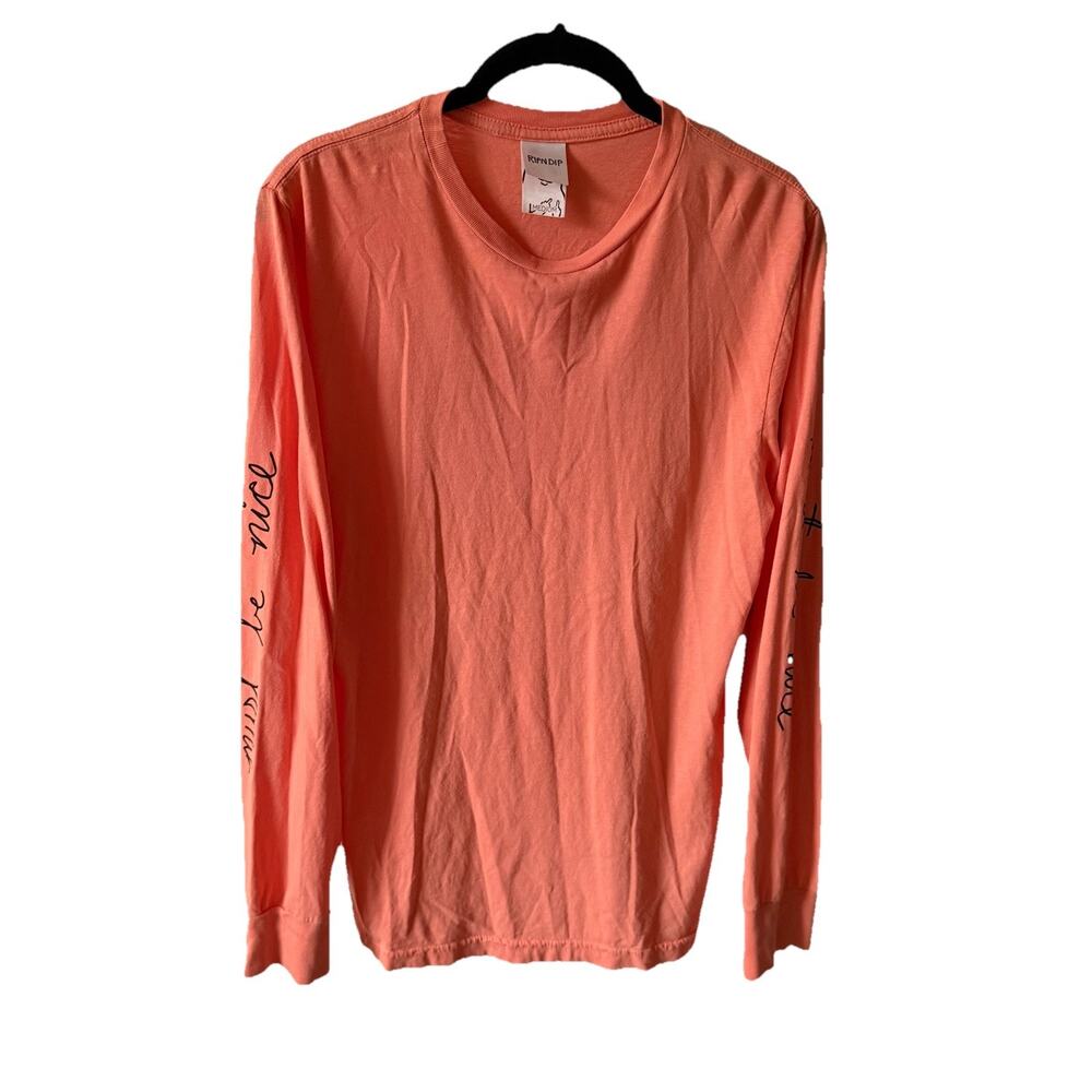 Rip N Dip Mens Medium Long Sleeve T-Shirt Orange Tee Must Be Nice Cat Rose